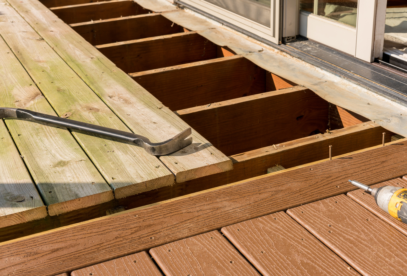 outdoor deck being built