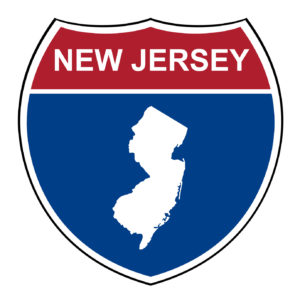 New Jersey interstate highway road shield isolated on a white background.