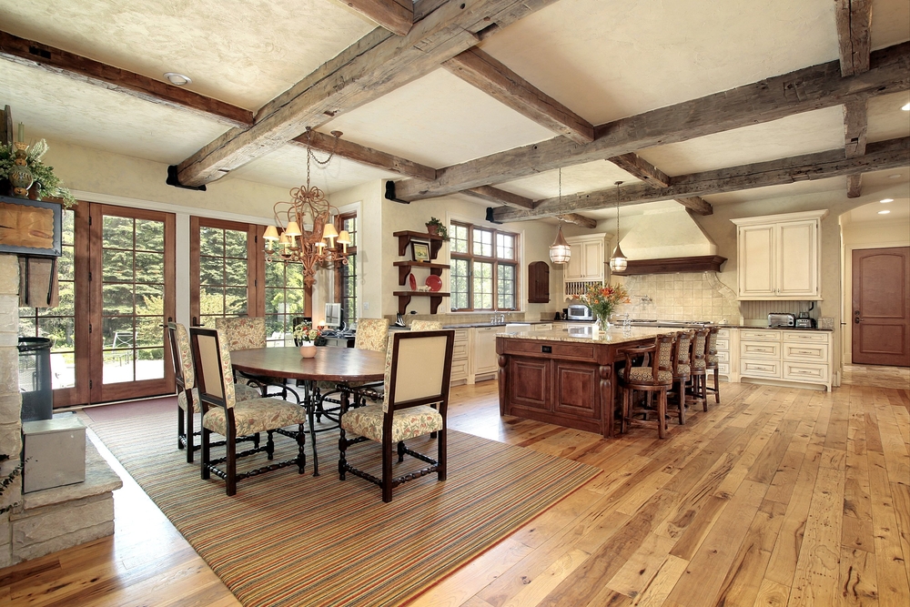 rustic open living space with big, open room
